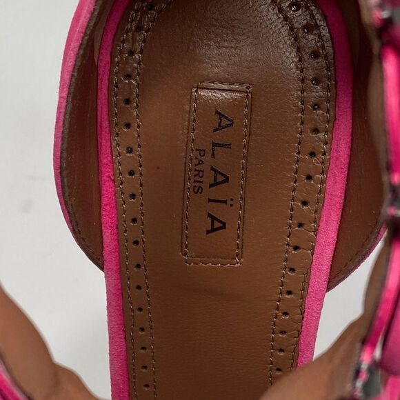 Alaia Bombe 90 Ankle-Strap Studded Suede Leather Sandals size 38.5 - Picture 9 of 16